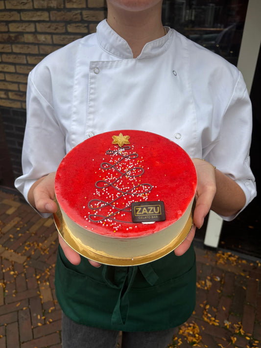 Kerst ijstaart Vanille + Aardbei 8-10 personen